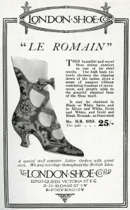 Ribbon Prints: Advert for London Shoe 1913