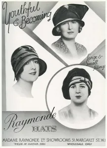 Madame Prints: Advert for Madame Raymonde womens hats 1929