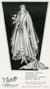1920s Prints: Advert for Madame Thea - wedding gowns 1929
