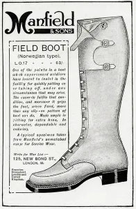 Boots Prints: Advert for Manfield field boot 1916