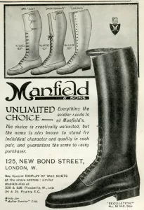 Boots Prints: Advert for Manfield service boots 1916