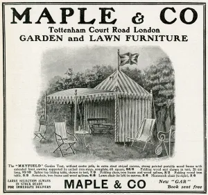 Flag Prints: Advert for Maple & Co. garden and lawn furniture 1904