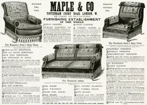Lounge Prints: Advert for Maple & Co easy chairs 1890