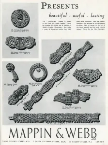 Mappin Prints: Advert for Mappin & Webb bracelets and clip brooches 1937