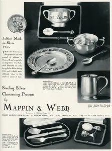 Regent Prints: Advert for Mappin & Webb christening presents 1935