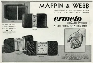 Holder Prints: Advert for Mappin & Webb Ermeto Movado pocket watch 1934