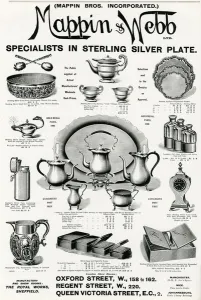 Cigarette Prints: Advert for Mappin & Webb Sterling Silver items 1904