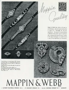 Mappin Prints: Advert for Mappin & Webb watches and brooches 1937