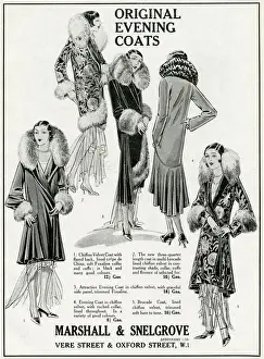 Wrap Prints: Advert for Marshall & Snelgrove evening coats 1929 Advert for Marshall & Snelgrove
