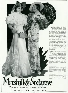 Frocks Prints: Advert for Marshall & Snelgrove, fashionable dresses 1933