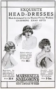 1922 Prints: Advert for Marshall & Snelgrove headdresses 1922