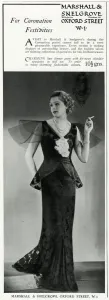 Frocks Prints: Advert for Marshall & Snelgrove lace dinner gown 1937