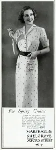 Frocks Prints: Advert for Marshall & Snelgrove spring cruises frock 1937