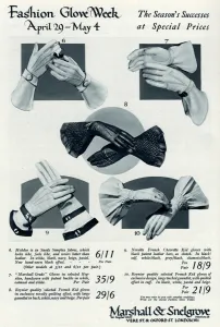 Suede Prints: Advert for Marshall & Snelgrove womens gloves 1935