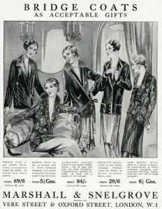 Wrap Prints: Advert for Marshall & Snelgrove womens jackets 1928