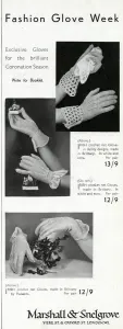 Store Prints: Advert for Marshall & Snelgrove womens wrist glooves 1937
