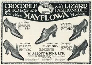 Heel Prints: Advert for Mayflowa crocodile and lizard womens shoes 1923