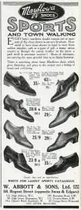Reptiles Prints: Advert for Mayflowa town walking womens shoes 1923
