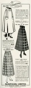 Tweed Prints: Advert for McDonalds Limited womens skirts 1917