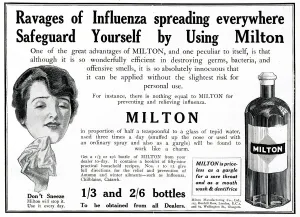 Cure Prints: Advert for Milton against influenza 1918