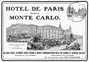 Exterior Prints: Advertisement for Monte Carlo on the fashionable French Riviera. Date: 1906