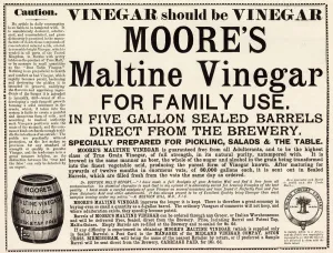 Advertisements Prints: Advertisement for Moores Maltine Vinegar from the Midland Vinegar Company