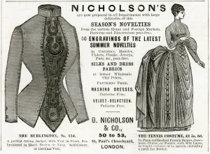 Jackets Prints: Advert for Nicholsons womens summer clothing 1886