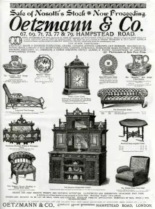 Toilet Prints: Advert for Oetzmann & Co. Victorian furniture 1885