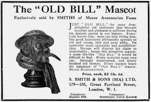Accessories Prints: Advertisement for Old Bill car mascot, 1920
