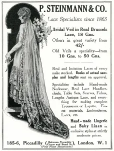 Bride Prints: Advert for P. Steinmann and Co lace specialists 1930