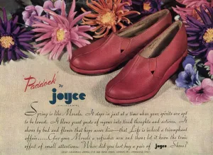 Joyce Prints: Advert for Paddock by Joyce California shoes 1945