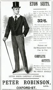 Suits Prints: Advert for Peter Robinson, Eton suits 1897