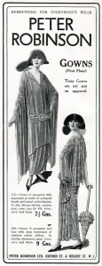 Plumes Prints: Advert for Peter Robinson gowns 1924
