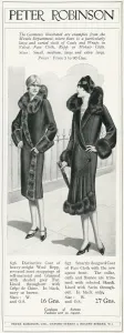 Winter Prints: Advert for Peter Robinson womens coats 1927