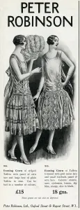 Frocks Prints: Advert for Peter Robinson womens evening gowns 1925