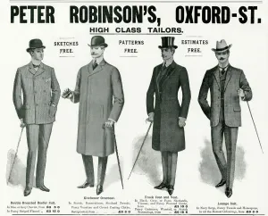 Suits Prints: Advert for Peter Robinsons mens clothing 1904