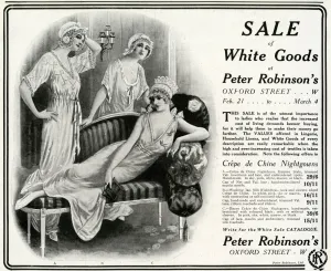 Crepe Prints: Advert for Peter Robinsons nightdresses 1916