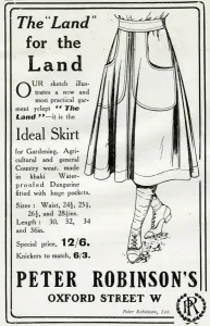 Jobs Prints: Advert for Peter Robinsons practical garment