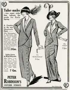 Tailor Prints: Advert for Peter Robinsons tailor -mades 1913