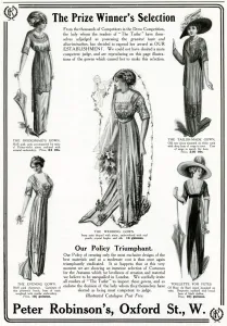 Satin Prints: Advert for Peter Robinsons womens gowns 1911