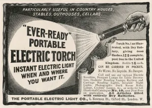 Portable Prints: Advert for Portable Electric Light 1902