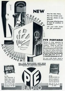 Cabinets Prints: Advert for Pye Portable Radio 1930