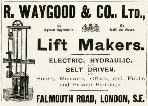 Makers Prints: Advert for R. Waygood & Co. lift makers 1898 Advert for R. Waygood & Co