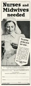 Career Prints: Advert for recruitment of nurses and midwives 1943
