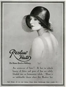 Millinery Prints: Advert for Reslaw millinery 1930