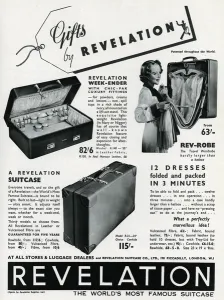 Holder Prints: Advert for Revelation travel wardrobe 1937
