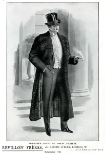 Wear Prints: Advert for Revillon Freres gentlemens evening attire 1909