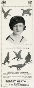 Brooch Prints: Advert for Robert Heath, sporting bird brooches 1929
