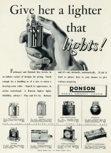 Ivory Prints: Advert for Ronson lighters 1938