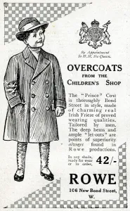 Bond Prints: Advert for Rowe childrens overcoats 1914